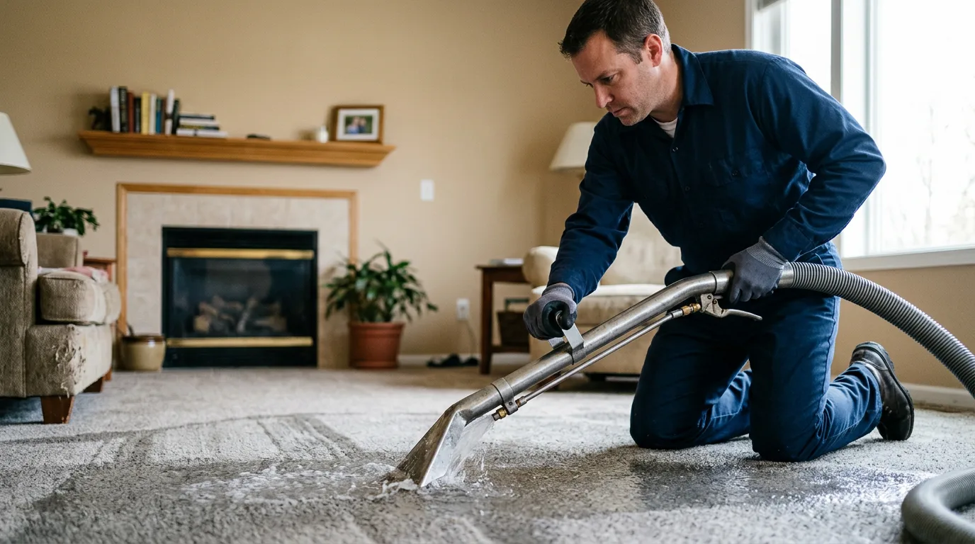 Water damage restoration technician working near Calhoun, GA